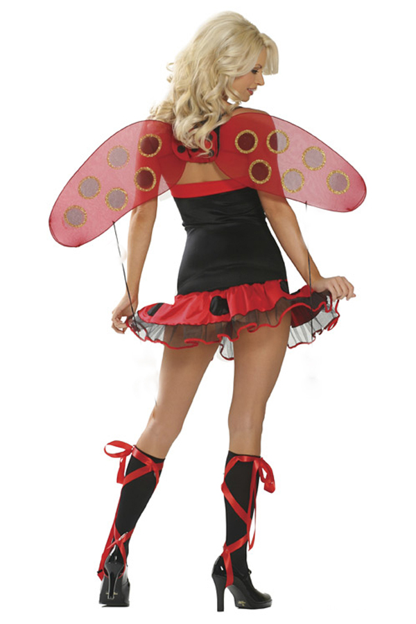 Halloween Costume Red And Black Strapless Sexy Naughty Fairy Costume - Click Image to Close